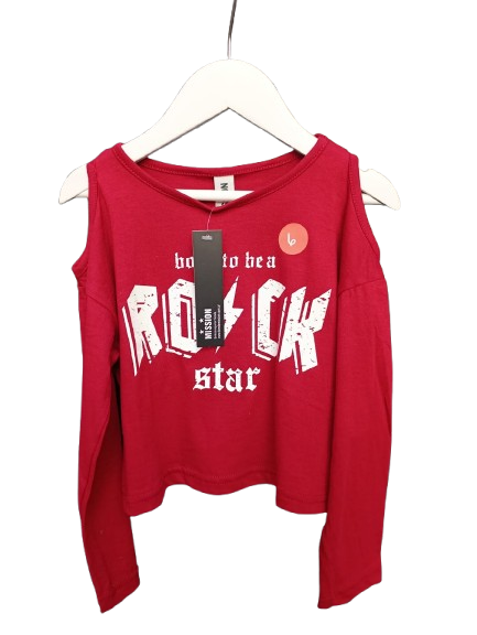 Producto - Remera Rock Star (con detalle en hombro) roja