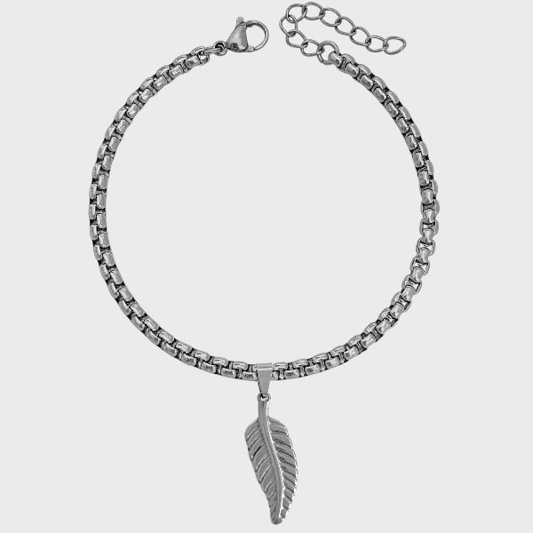 Producto - Pulsera de acero quirúrgico - Cuadrada 3mm - Pluma