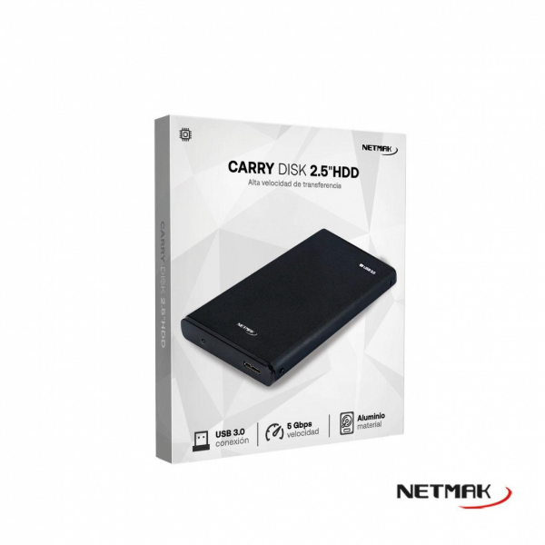 Producto - Carry Disk externo 2,5" sata -ssd -hdd -usb 3.0 -5Gbps -4TB -aluminio -Netmak - 1
