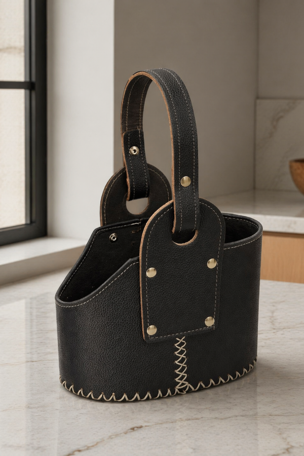 Producto - Canasta Matera Ovalada "Uruguaya" Cuerina Reforzada Premium