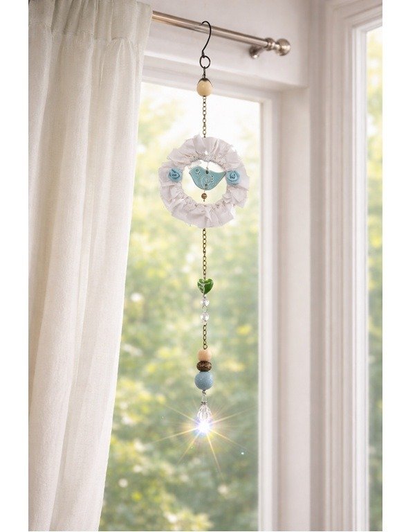 Producto - Borla Susurro de aves -corona blanca