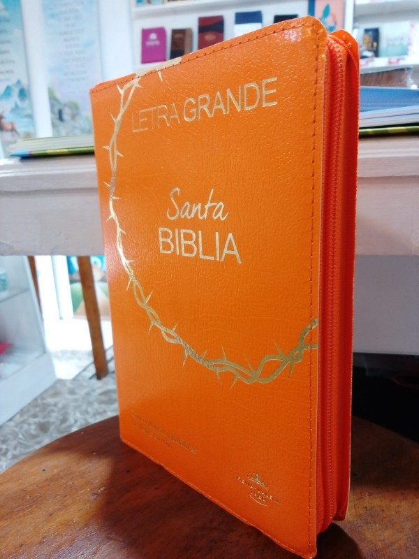 Producto - Biblia Reina Valera 1960 Letra Grande con cierre índice  Naranja