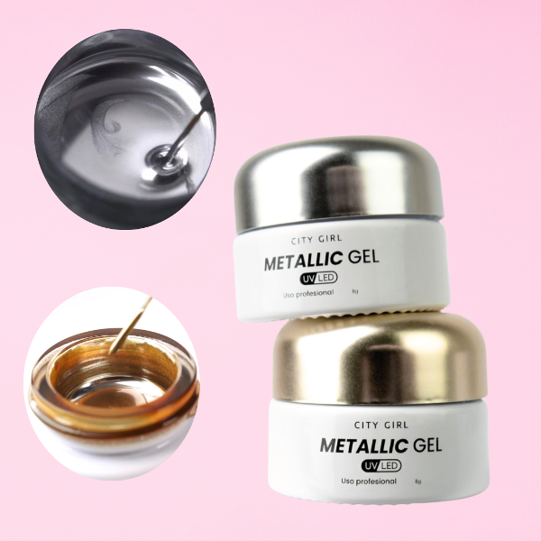 Producto - GEL METALICO ESPEJO DORADO Y PLATEADO CITY GIRL 8G