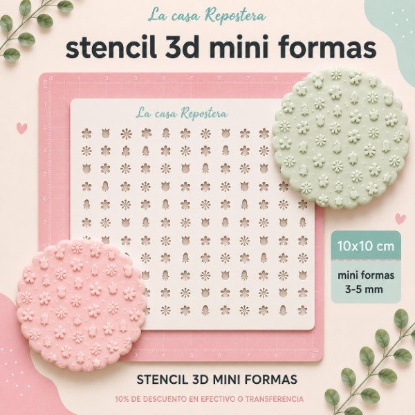 Producto - STENCIL MINI FLORES 3D 10cm x 10cm