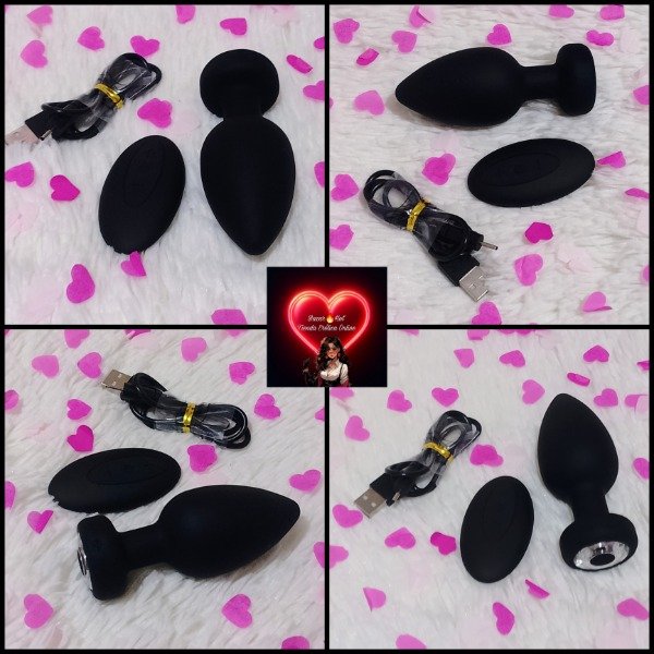 Producto - Plug Anal Siliconado Vibrador Mediano con Control Remoto