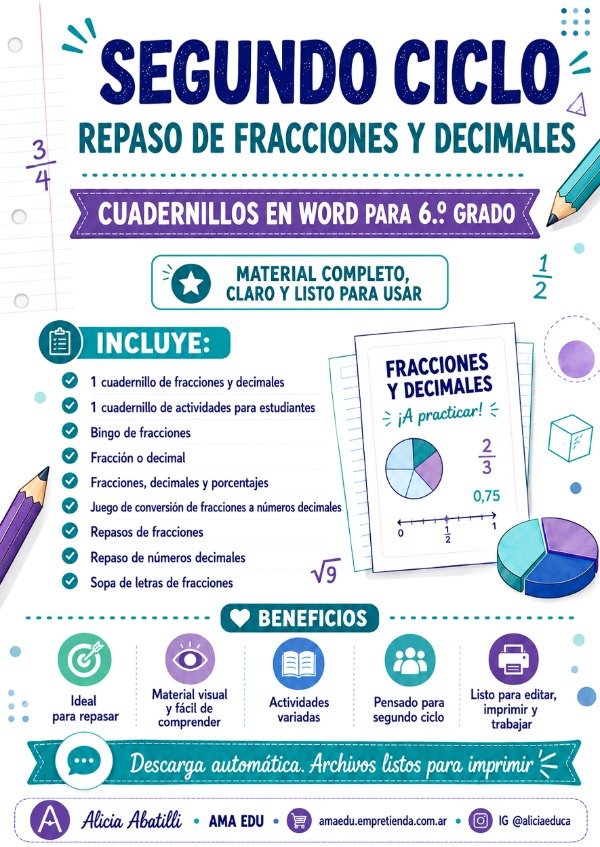 Producto - Pack FRACCIONES Y DECIMALES (Segundo Ciclo)