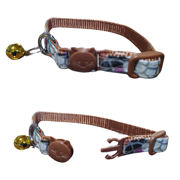 Producto - Collar Para Gatos Con Cascabel Sonoro Broche Click Ajustable marmolado - 3