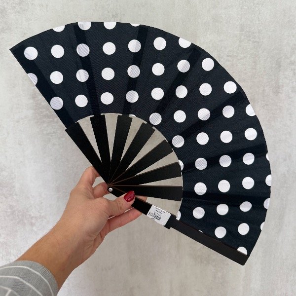 Producto - Abanico estampado de lunares blanco y negro