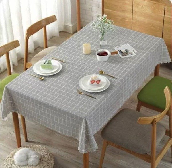 Producto - Mantel símil lino 2,5 m cuadrillé gris