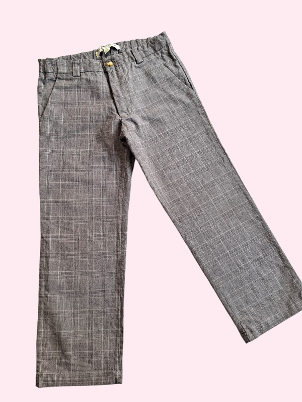 Gris PantalÃ³n Cuadrille Mujer De Vestir Pantalones A Cuadrille