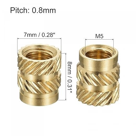 Producto - insertos Roscado de Bronce M5 de 8X7 - Pack X 20