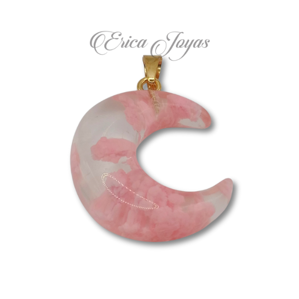 Producto - Dije piedra brilla en la oscuridad Luna rosa (ADDI0022)