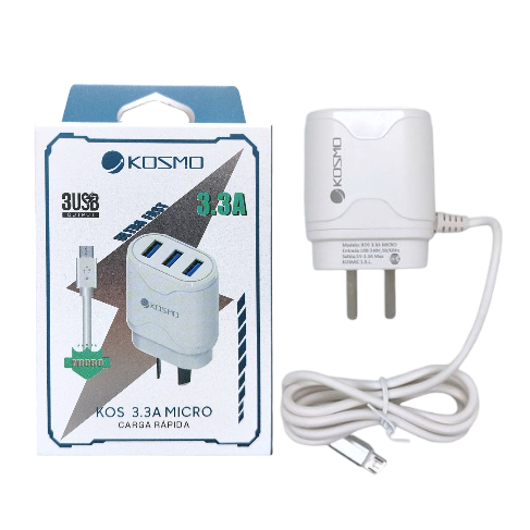 Producto - Cargador Completo 3.3A Microusb Con 3 USB Kosmo 7