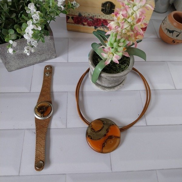 Producto - Collar Dafne Naranja/ beige
