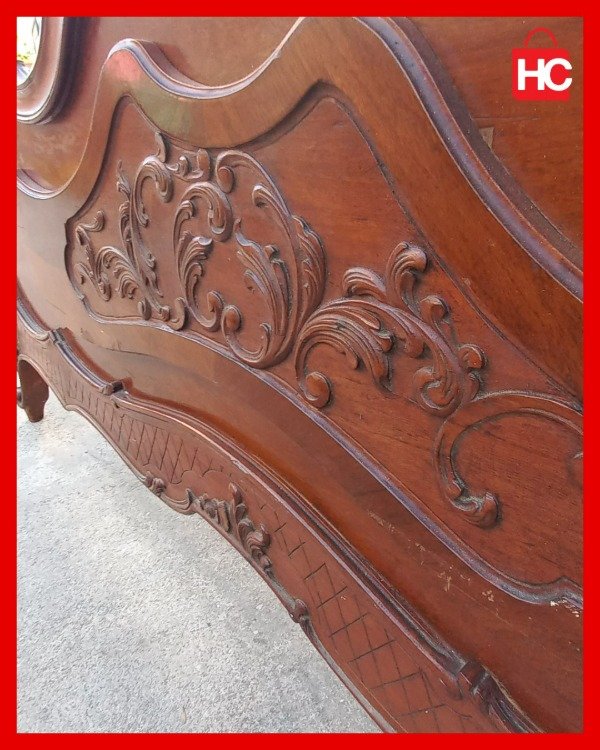 Producto - Cama de 2 plazas estilo Francés Luis XV / Provenzal en madera maciza tallada - 7