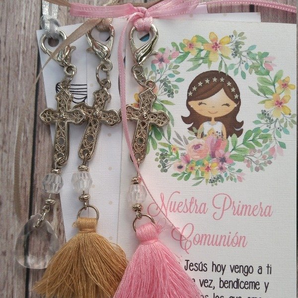 Producto - Estampita Primera Comunión con llavero Angelito nena