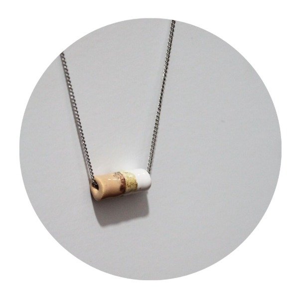 Producto - COLLAR "BARRITA " con cadena de acero (COSTA/MIX PASTEL/ROJO/ORILLA/VACA MARRON)