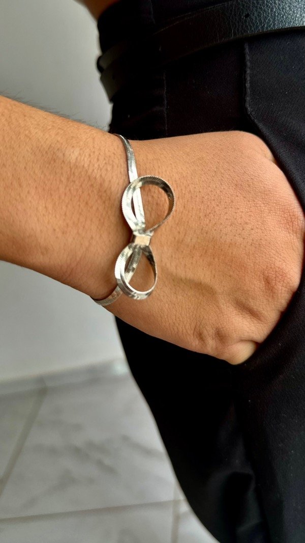Producto - Pulsera melba moñito laminado en rodio