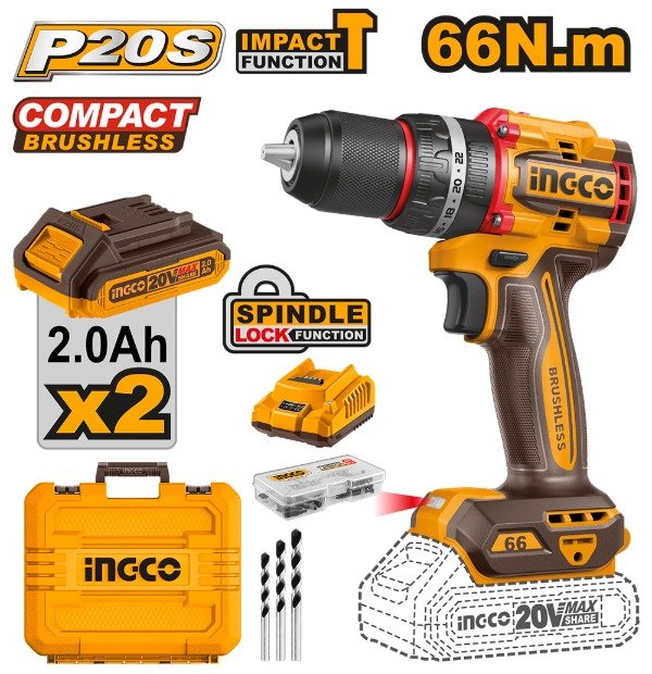 Producto - 33 - TALADRO PERCUTOR 20V CON MALETIN - 13MM