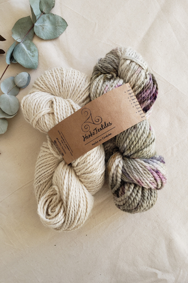 Producto - Dúo ecoprint Elowen crema(alpaca bulky)