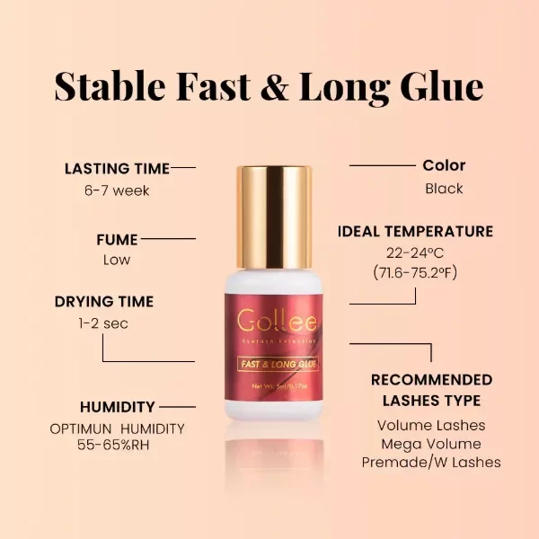 Producto - Adhesivo para Pestañas Gollee Fast and Long Glue 5ml. 1 a 2seg - 1