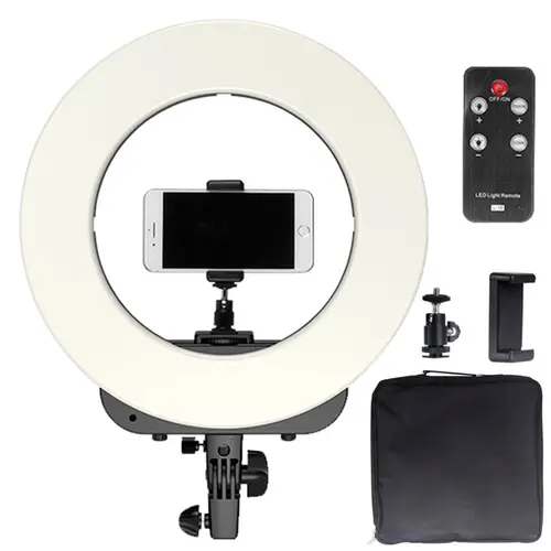 Producto - Aro luz led 14" -36cm -control remoto -luz calida y fria (3200K/5600K) p/celular