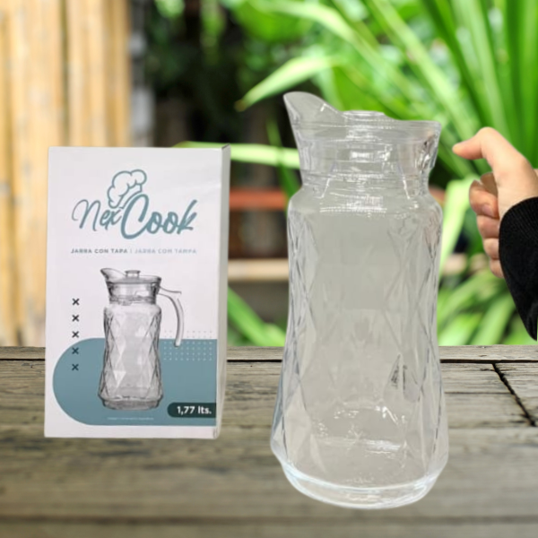 Producto - Jarra de vidrio 1,7lt con tapa Diseño rombos