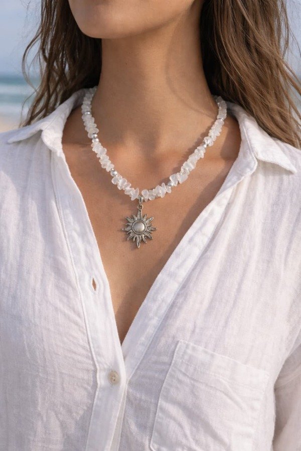 Producto - Collar Aurora Blanca - Cuarzo Blanco