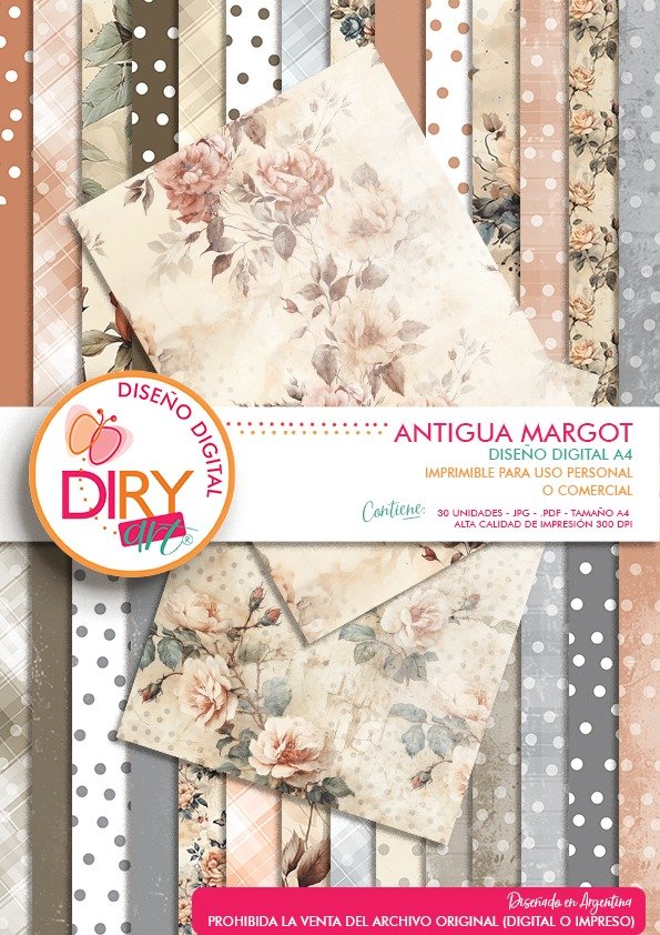 Producto - Antigua Margot - Papeles digitales A4