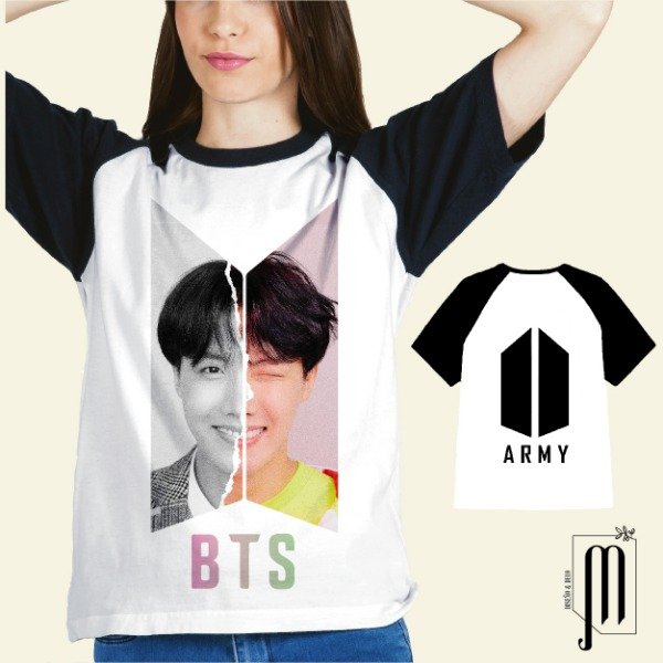 Remera blanca unisex BTS Hoseok J-hope doble estampa