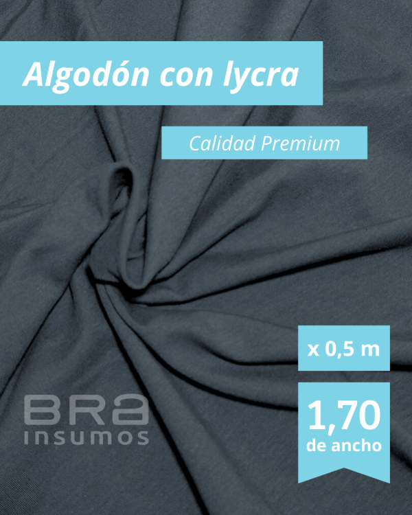 Producto - Algodón con Lycra Premium 1,7 m de Ancho - Gris oscuro / pizarra (x 1/2 Metro)