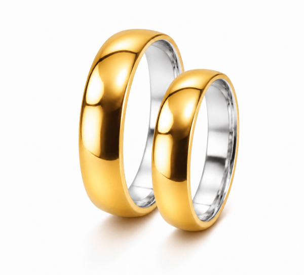 Producto - Par de Alianzas Anchas 4,00 mm Oro y Plata (Cod. T-777)