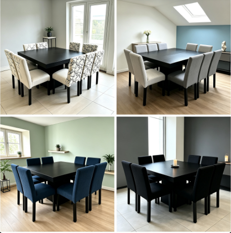Producto - Juego de Comedor 8 Sillas Reforzadas + Mesa MDF Cuadrada Negra - Oferta - 5
