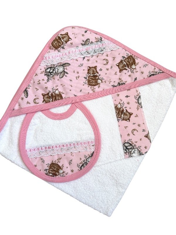 Producto - Toallon-Babero-Babita rosa