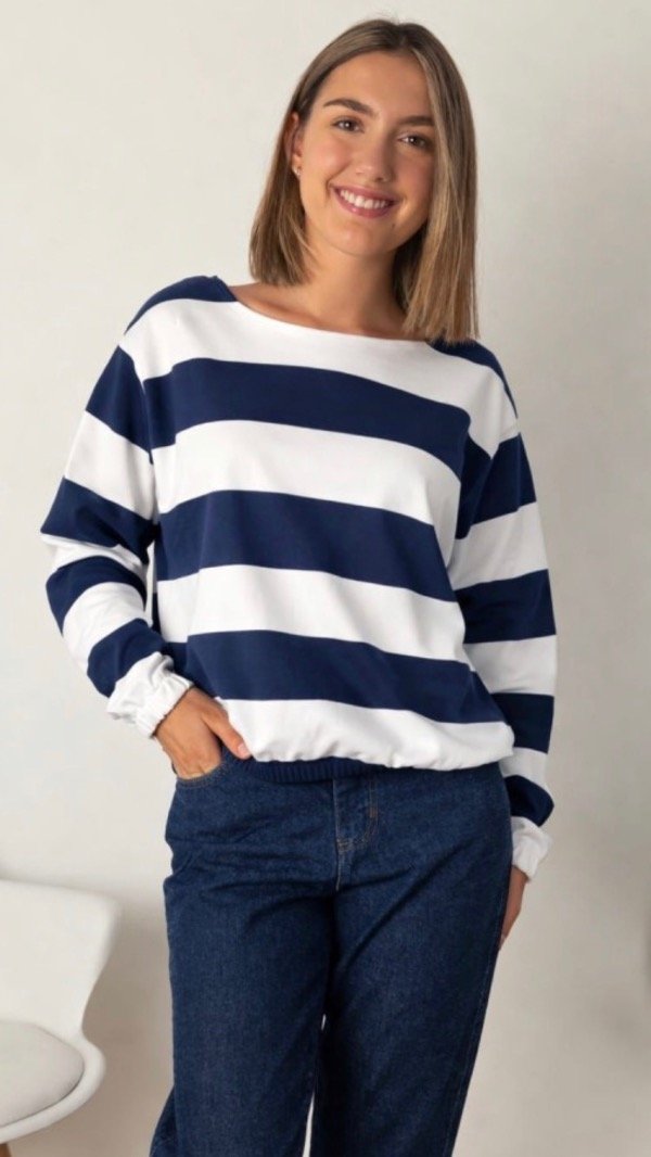 Producto - Buzo rayado de Darlon elástico en cintura y puño