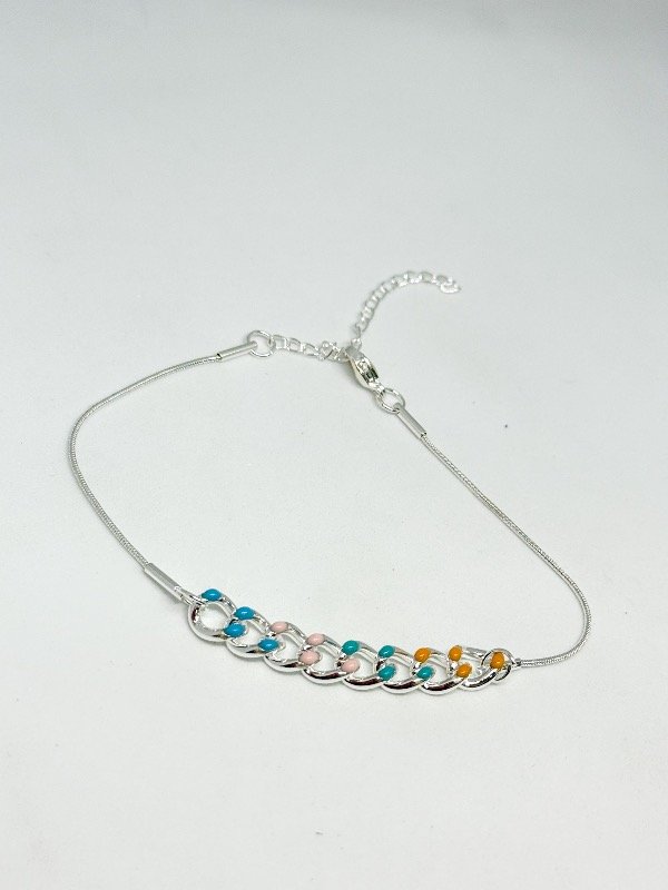 Producto - Pulsera acero blanco regulable con esmalte en medio