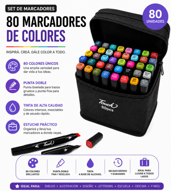 Producto - Marcadores 80 colores doble punta