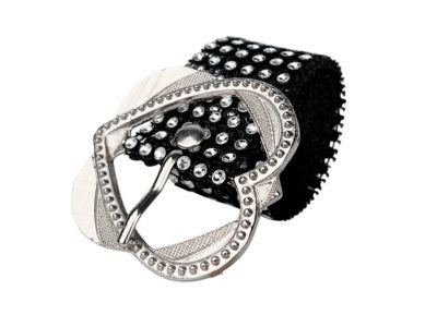 Producto - 105cm Cinto Strass Corazón Perlitas Negro/Plateado