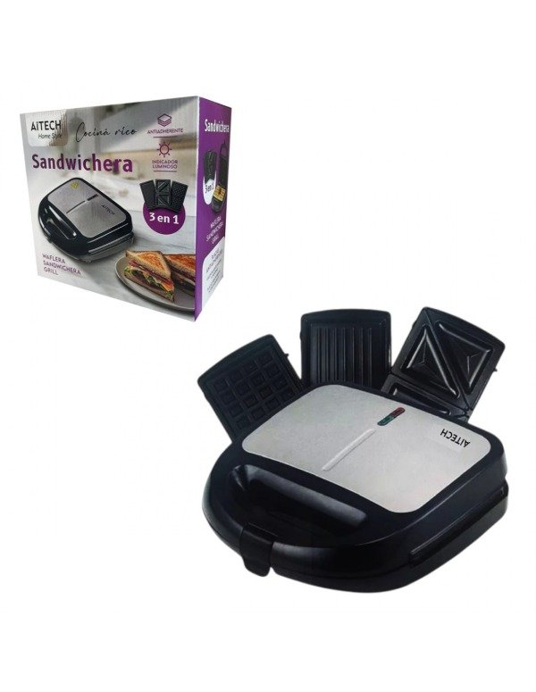 Producto - SANDWICHERA WAFLERA GRILL 3 EN 1 AITECH
