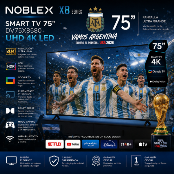 Producto - SMART TV 75'' DV75X8580 LED UHD NOBLEX