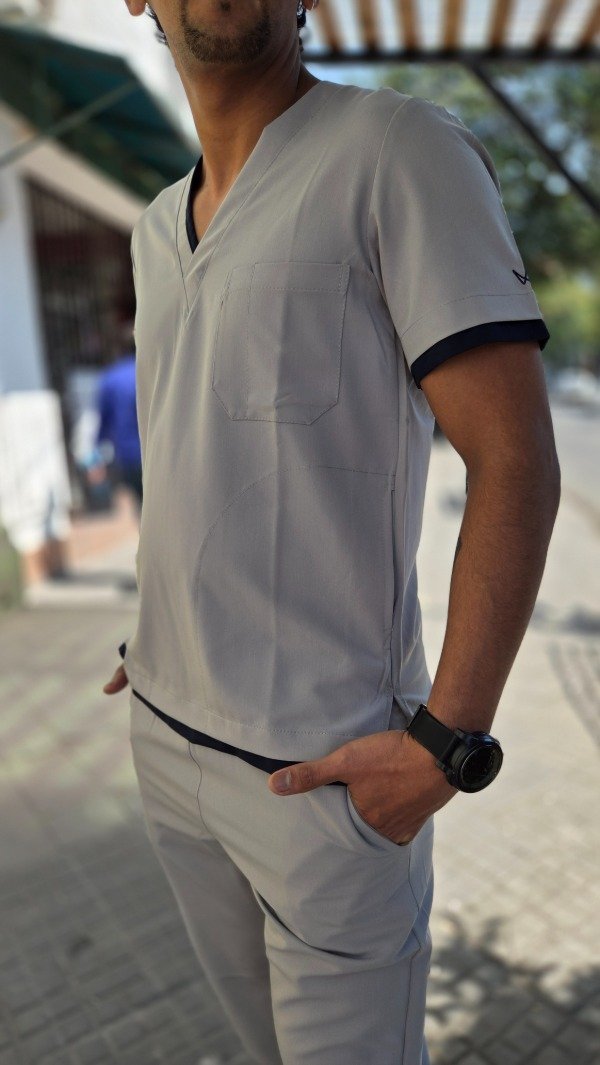 Producto - Ambo Gris Medio detalle Azul (Sp Manhattan)