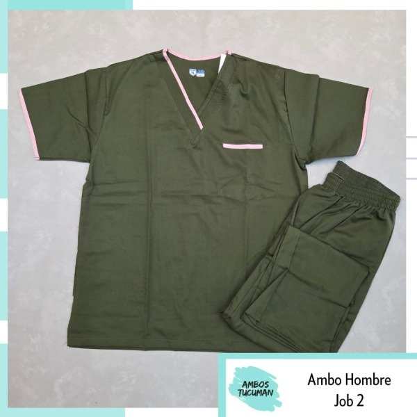 Producto - Ambo Eco Verde Musgo con Rosa