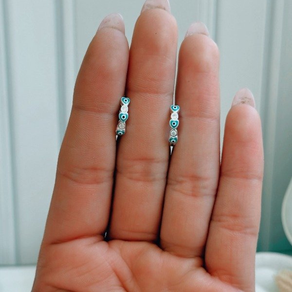 Producto - Aros Argollas Azul Plata 925