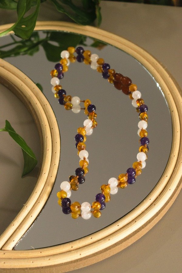 Producto - Ámbar Cogñac claro con Amatista y Cuarzo Rosa