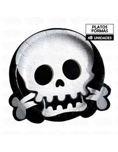 Producto - Plato calavera miedo x 8 unid