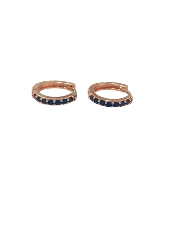 Producto - Aros argollas Plata 925 Rose cubic azul