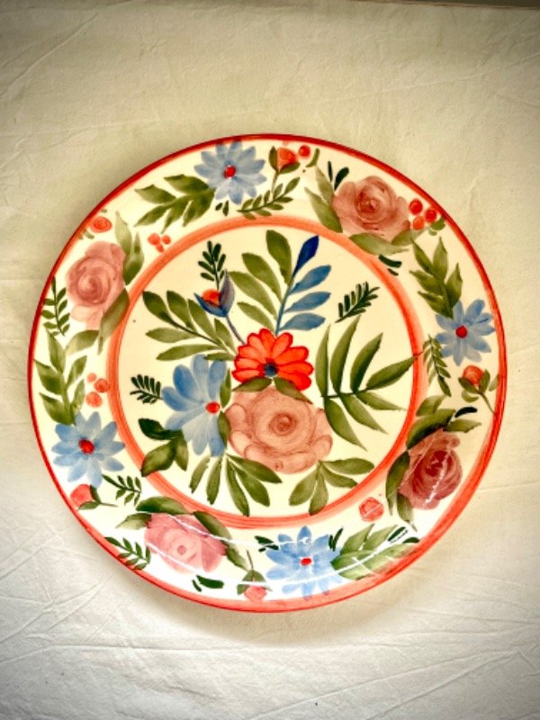 Producto - Plato playo con flores vintage