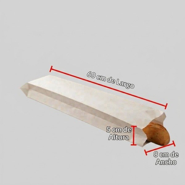 Producto - BOLSA DE PAPEL SULFITO PARA PANADERÍA BAGUETTE 8x58 Cm X100 - 2