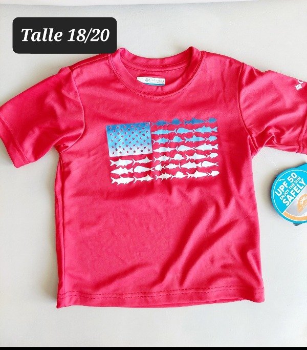 Remera uv columbia talle 18/20 roja