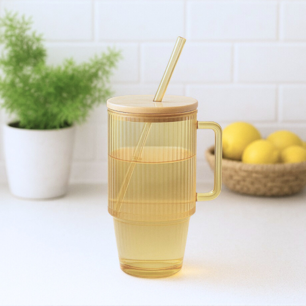 Producto - JARRO DE VIDRIO CON TAPA BAMBÚ